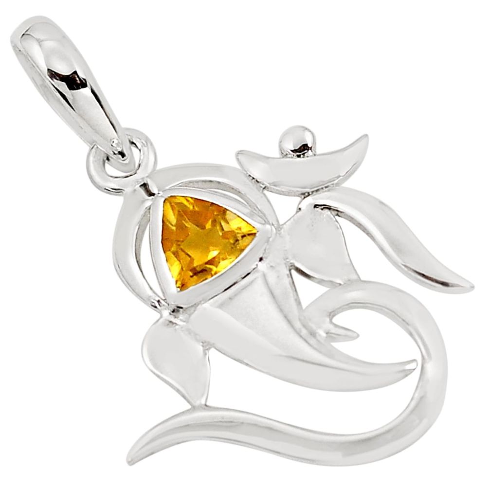 925 silver 0.90cts natural yellow citrine lord ganesha pendant p83976