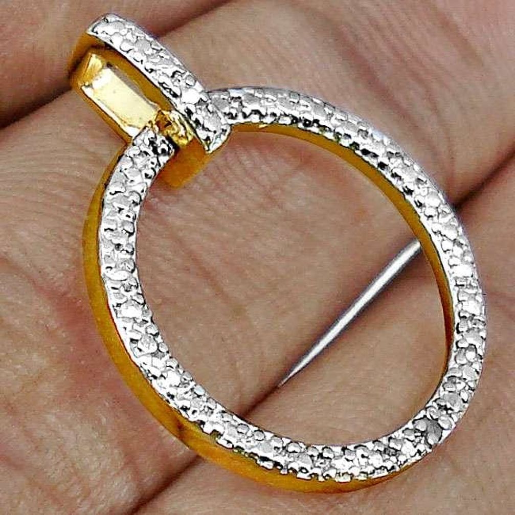 925 STERLING CIRCLE OF 14K GOLD NATURAL WHITE DIAMOND SILVER PENDANT H19873