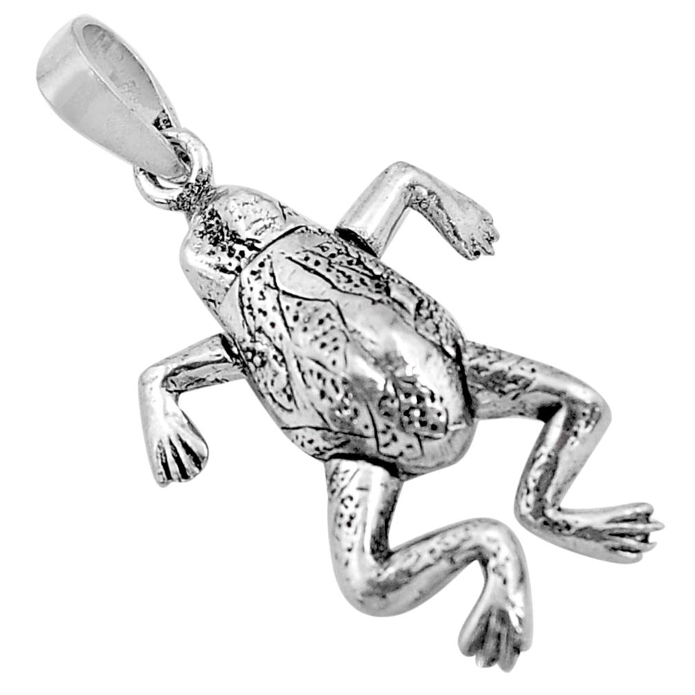 925 sterling silver 3.89gms 3d moving bali style solid frog pendant c4324