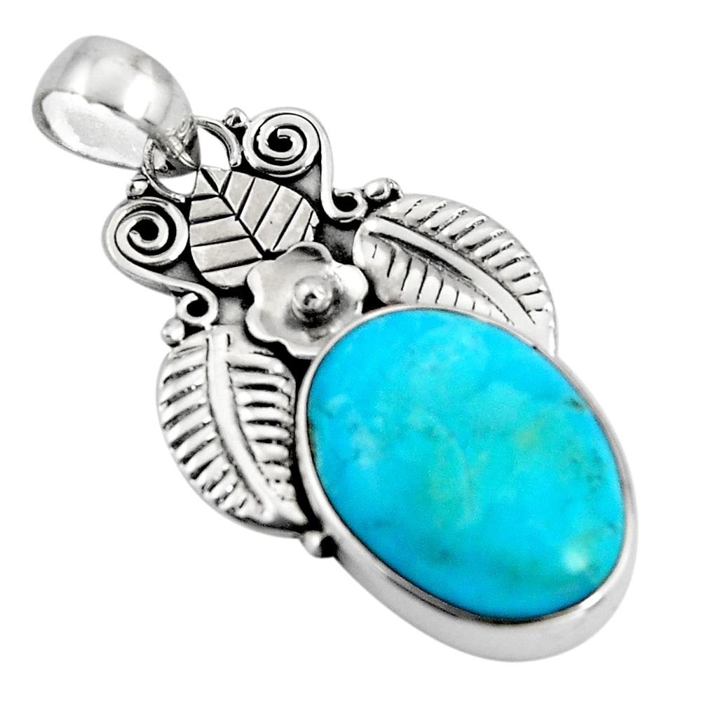 925 sterling silver 13.67cts blue arizona mohave turquoise oval pendant p90264