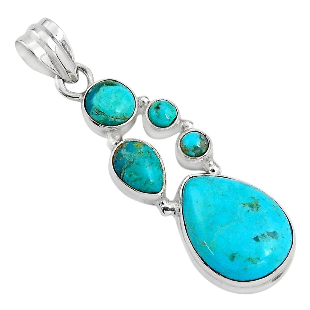 925 sterling silver 16.54cts blue arizona mohave turquoise pendant p89171