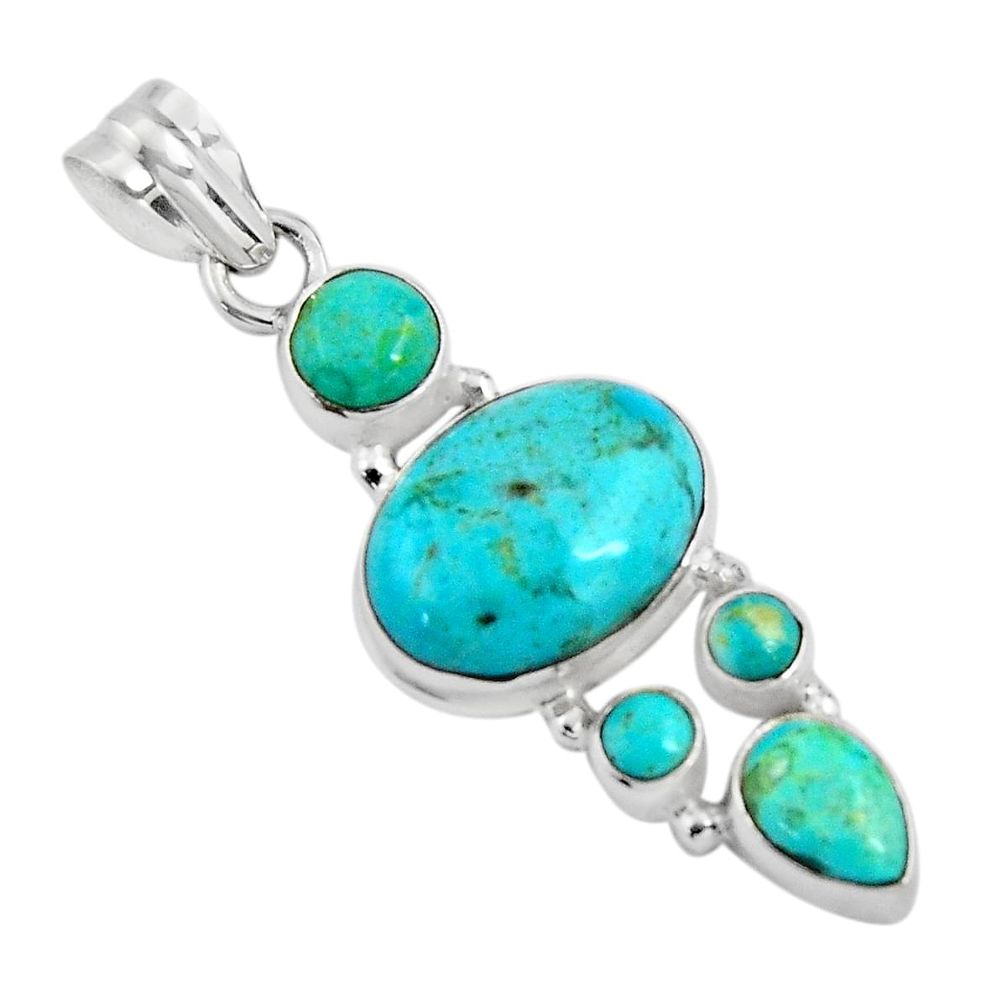 925 sterling silver 15.85cts blue arizona mohave turquoise pendant p89175