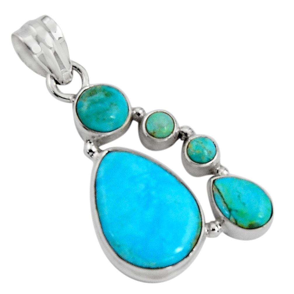 925 sterling silver 17.22cts blue arizona mohave turquoise pendant p89178