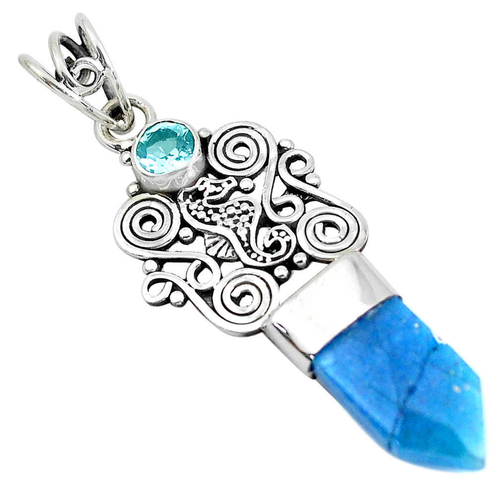 925 sterling silver 5.44cts blue aura quartz (arkansas) topaz pendant p52153