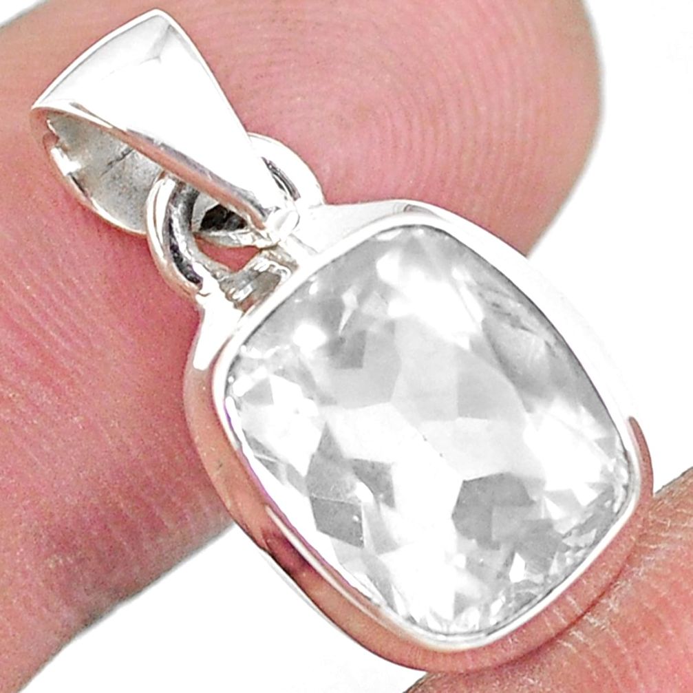 925 sterling silver 5.96cts faceted natural aaa+ grade pollucite pendant p54460