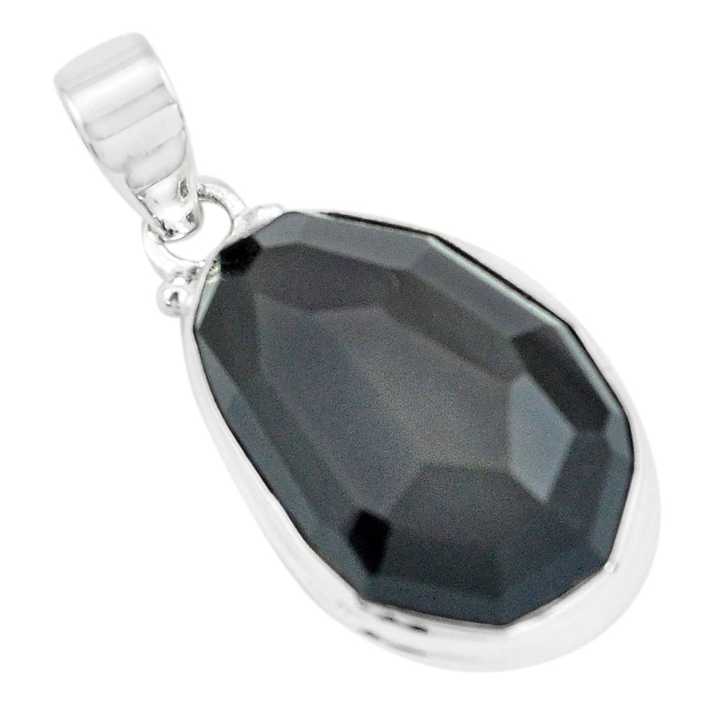 925 sterling silver 19.23cts faceted natural rainbow obsidian eye pendant p65823