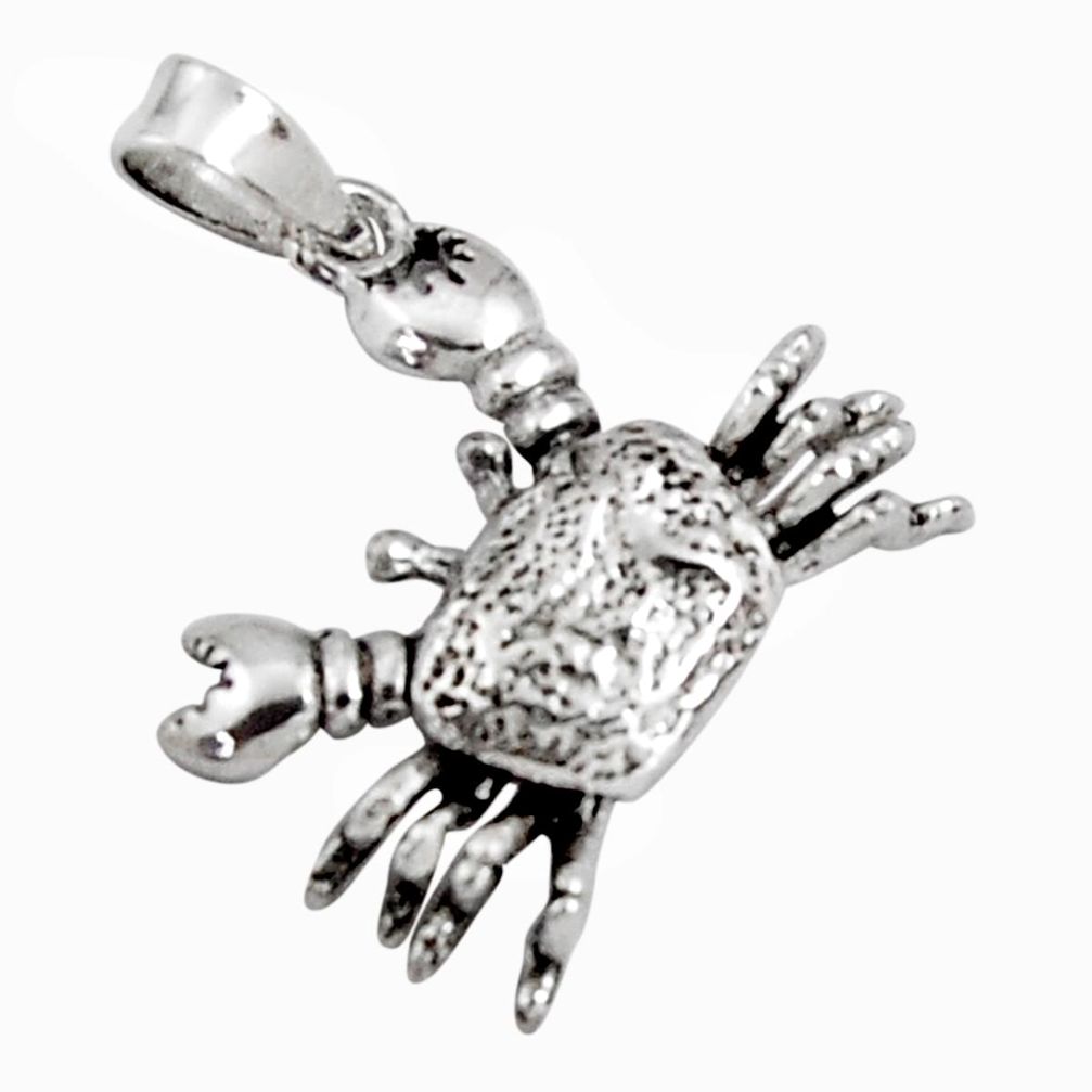 925 sterling silver 3.26gms indonesian bali style solid crab pendant c5286