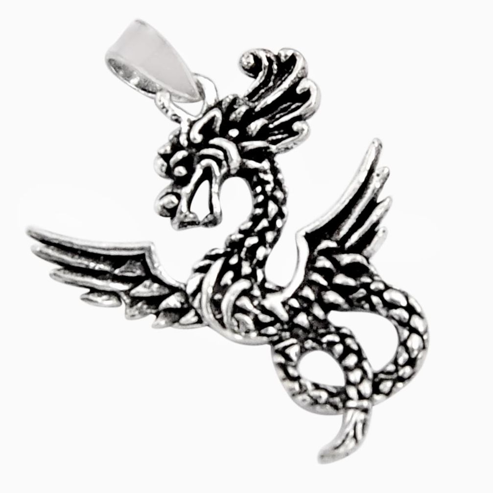 925 sterling silver 4.89gms indonesian bali style solid dragon pendant c5264