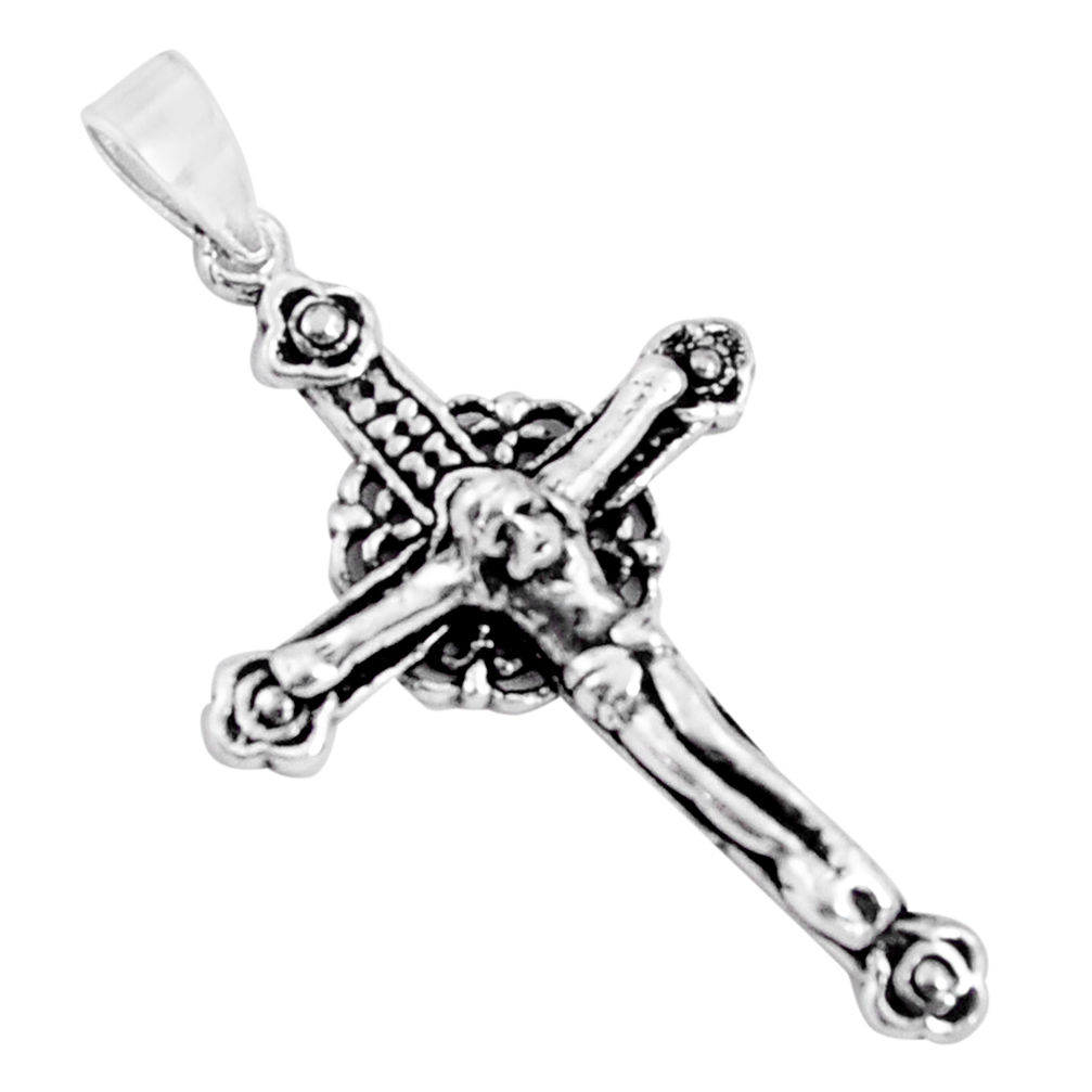 925 sterling silver 4.89gms indonesian bali style solid holy cross pendant c5313