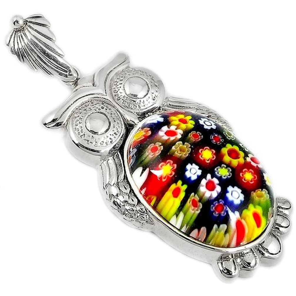 925 sterling silver multi color italian murano glass owl pendant jewelry h46944