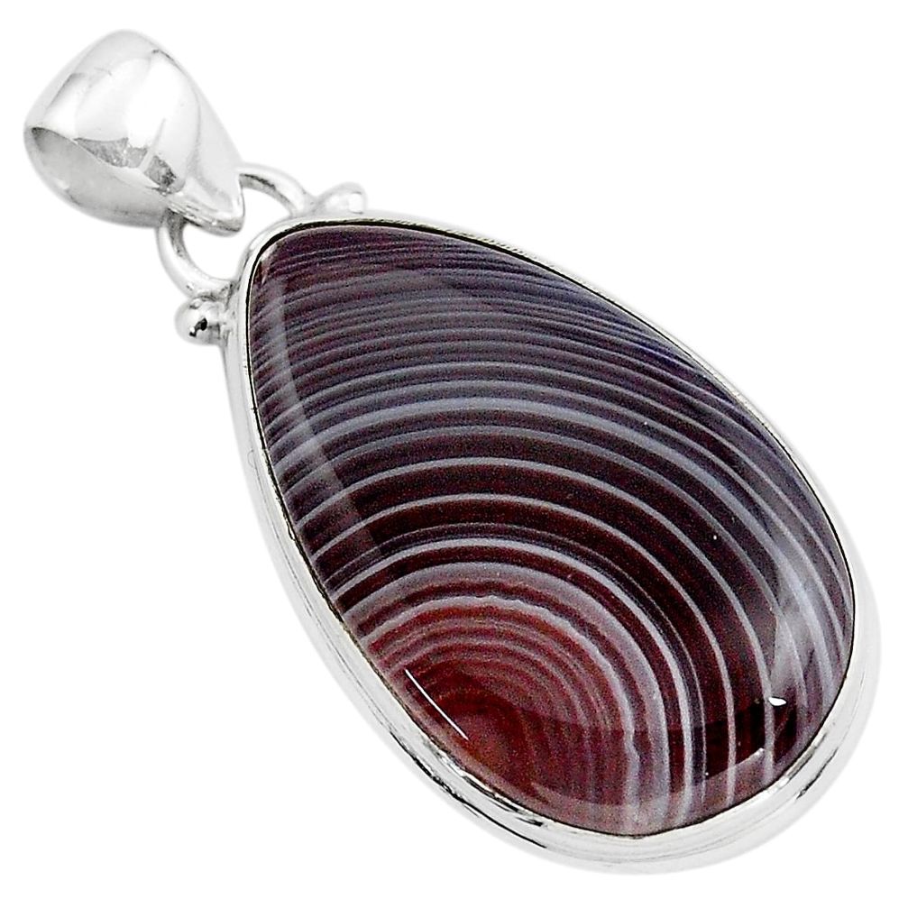 925 sterling silver 15.65cts natural black botswana agate pear pendant p85046