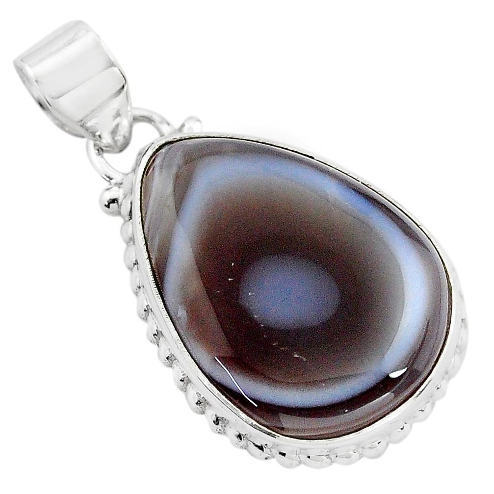 925 sterling silver 16.18cts natural black botswana agate pendant jewelry p85055