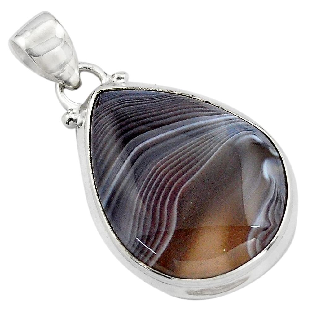 925 sterling silver 17.57cts natural black botswana agate pendant jewelry p85059