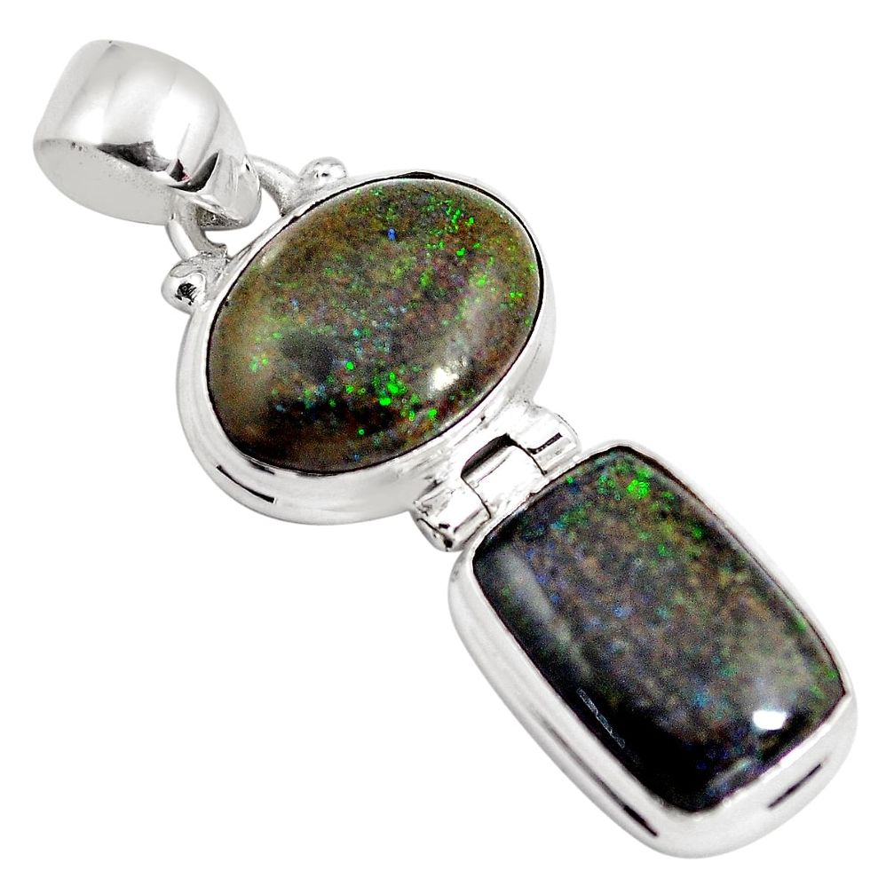 925 sterling silver 11.04cts natural black honduran matrix opal pendant p86803