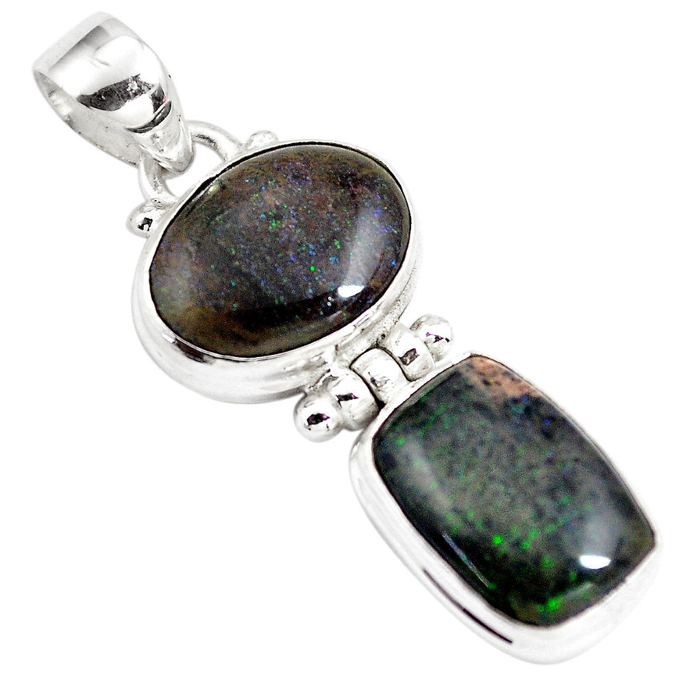 925 sterling silver 12.06cts natural black honduran matrix opal pendant p86810