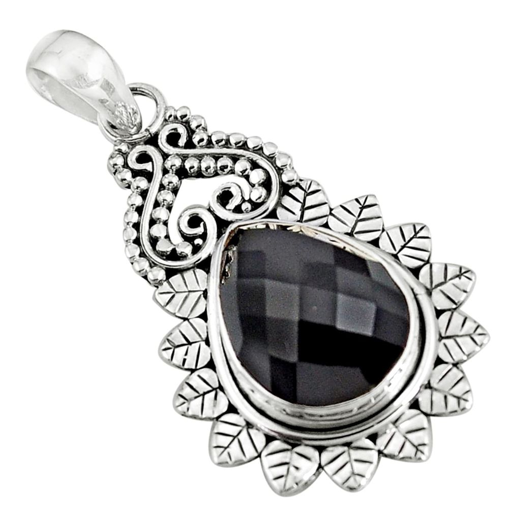 925 sterling silver 10.37cts natural black onyx pear pendant jewelry p92818