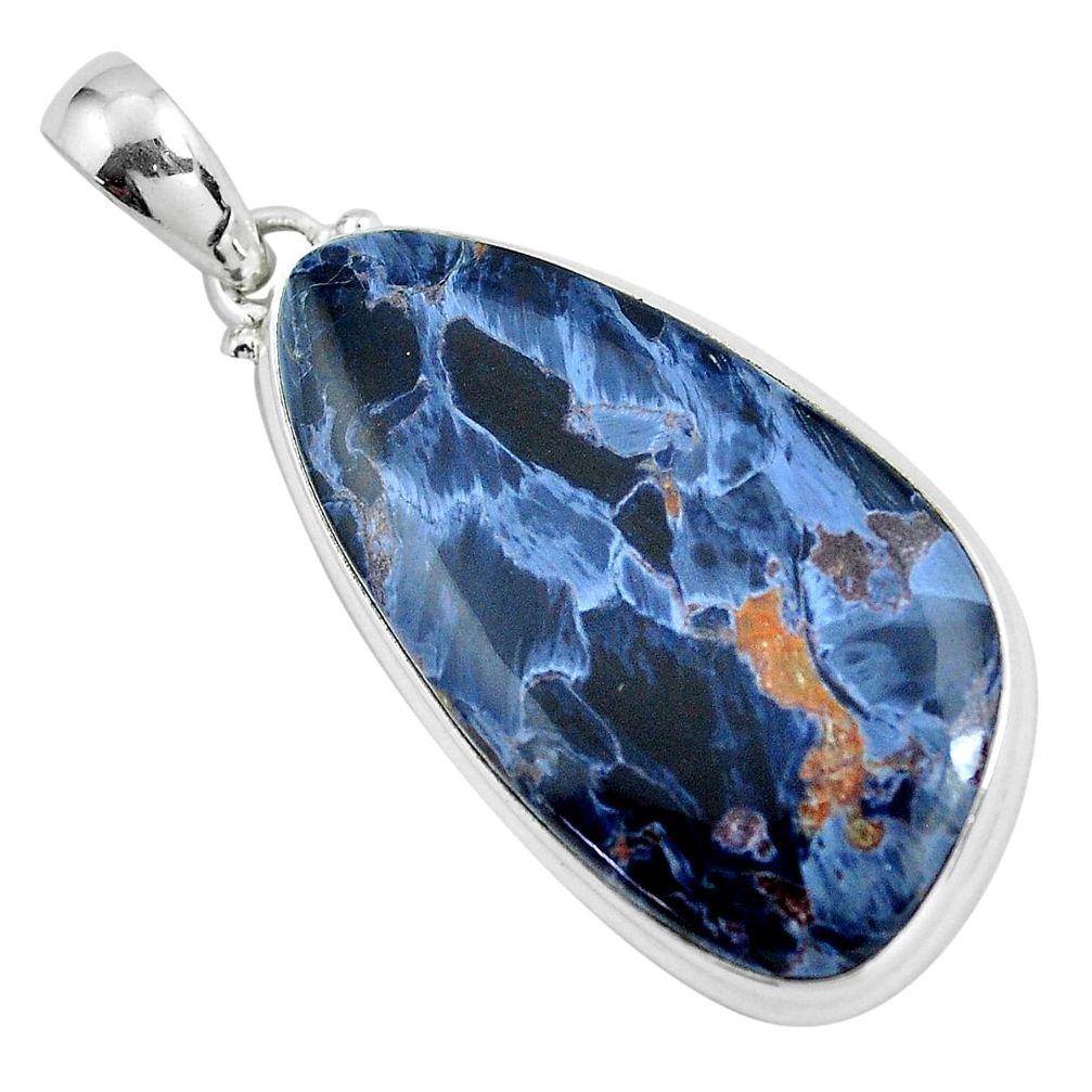 925 sterling silver 30.49cts natural black pietersite (african) pendant d31925