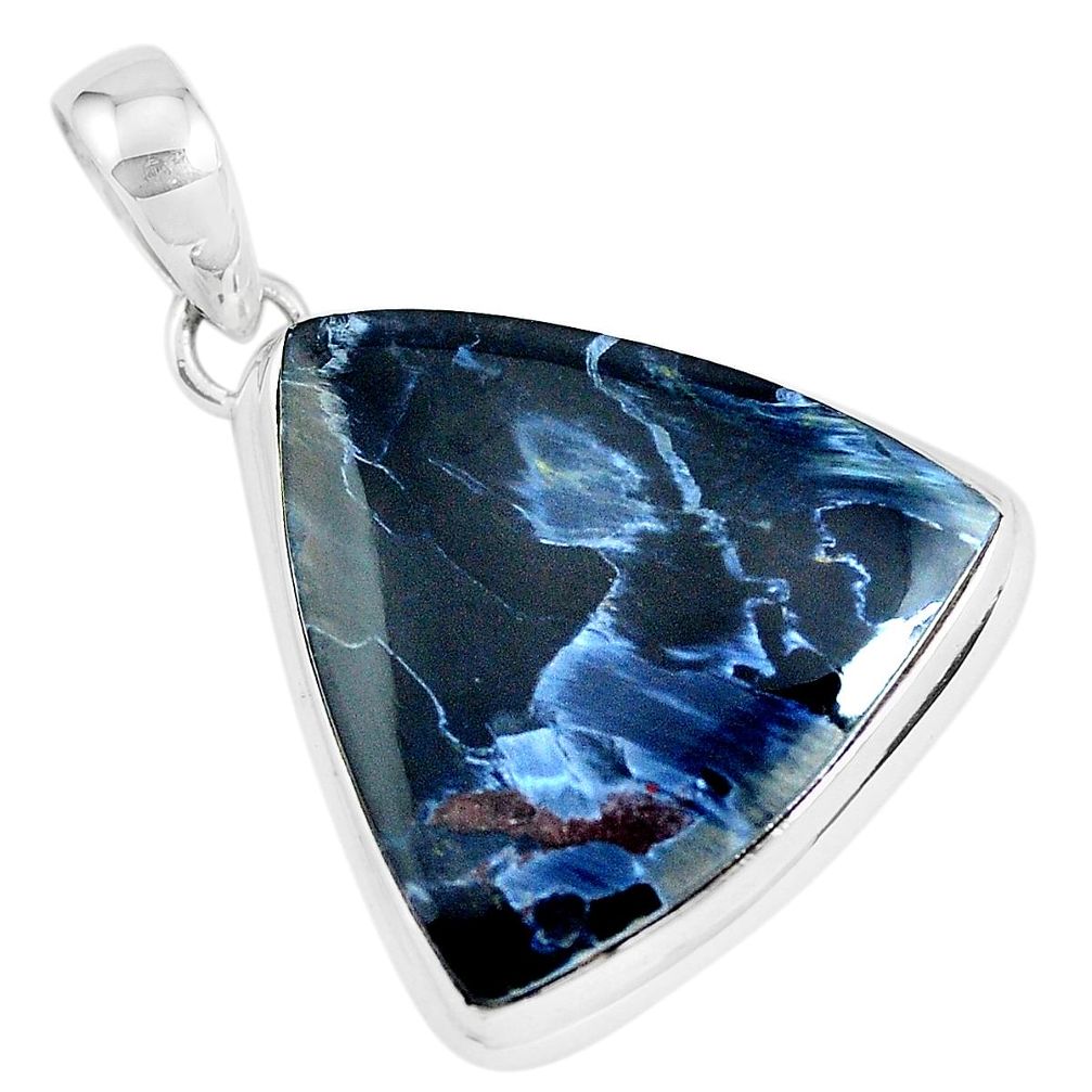 925 sterling silver 24.33cts natural black pietersite (african) pendant p46392