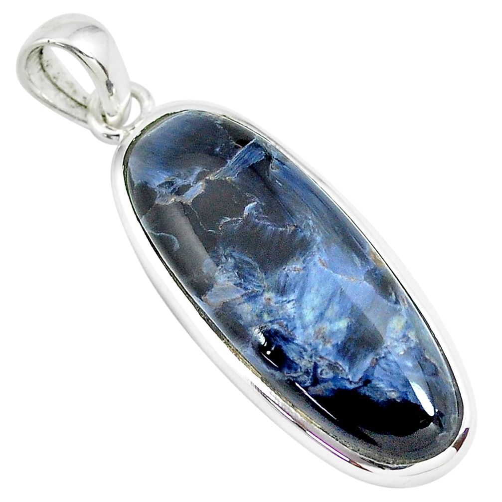 925 sterling silver 15.65cts natural black pietersite (african) pendant p70791