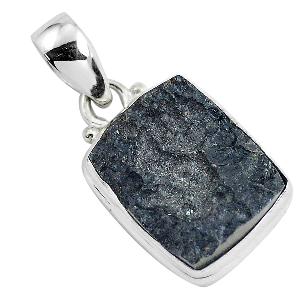 925 sterling silver 13.67cts natural black tektite pendant jewelry p46066