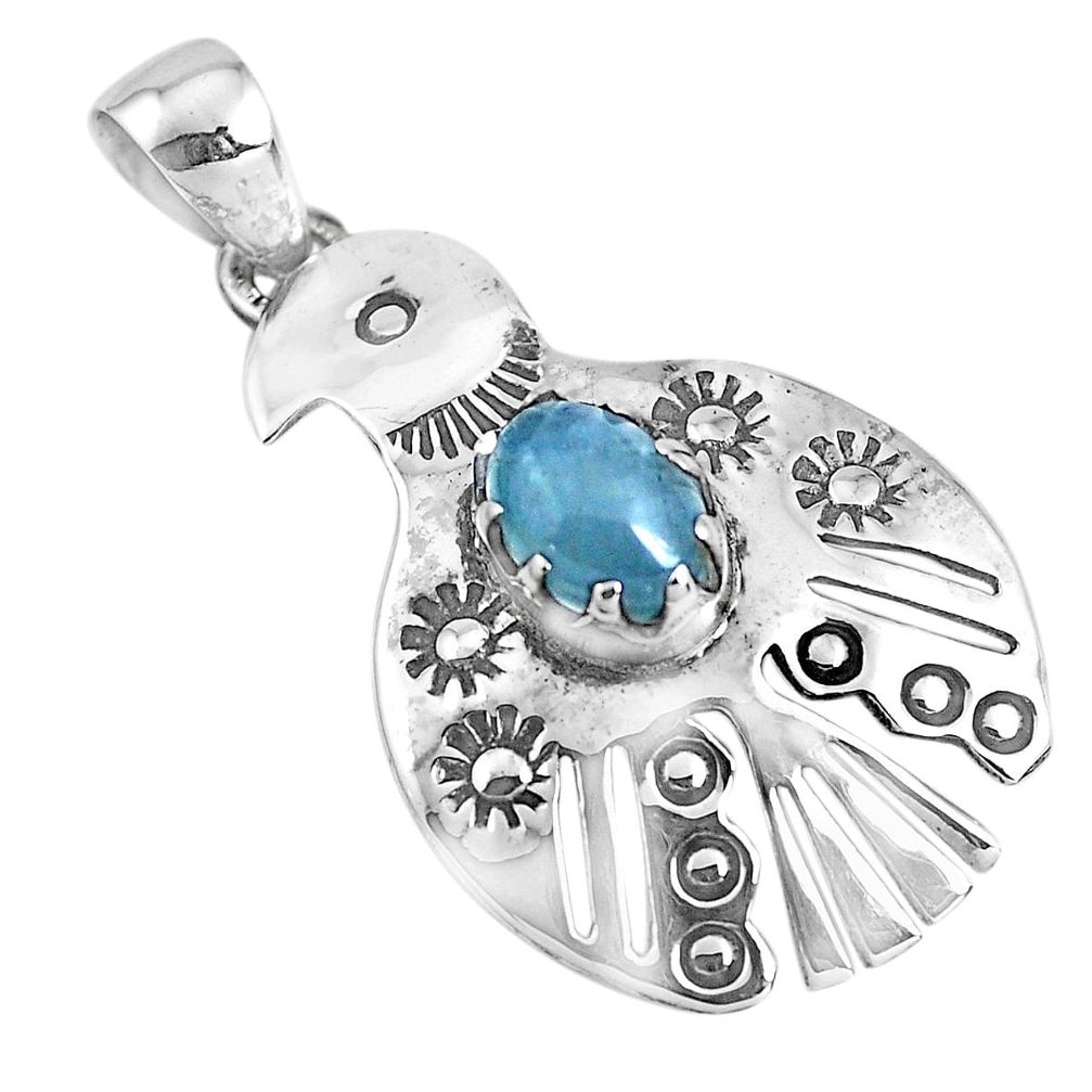 925 sterling silver 2.14cts natural blue aquamarine bird charm pendant p41944