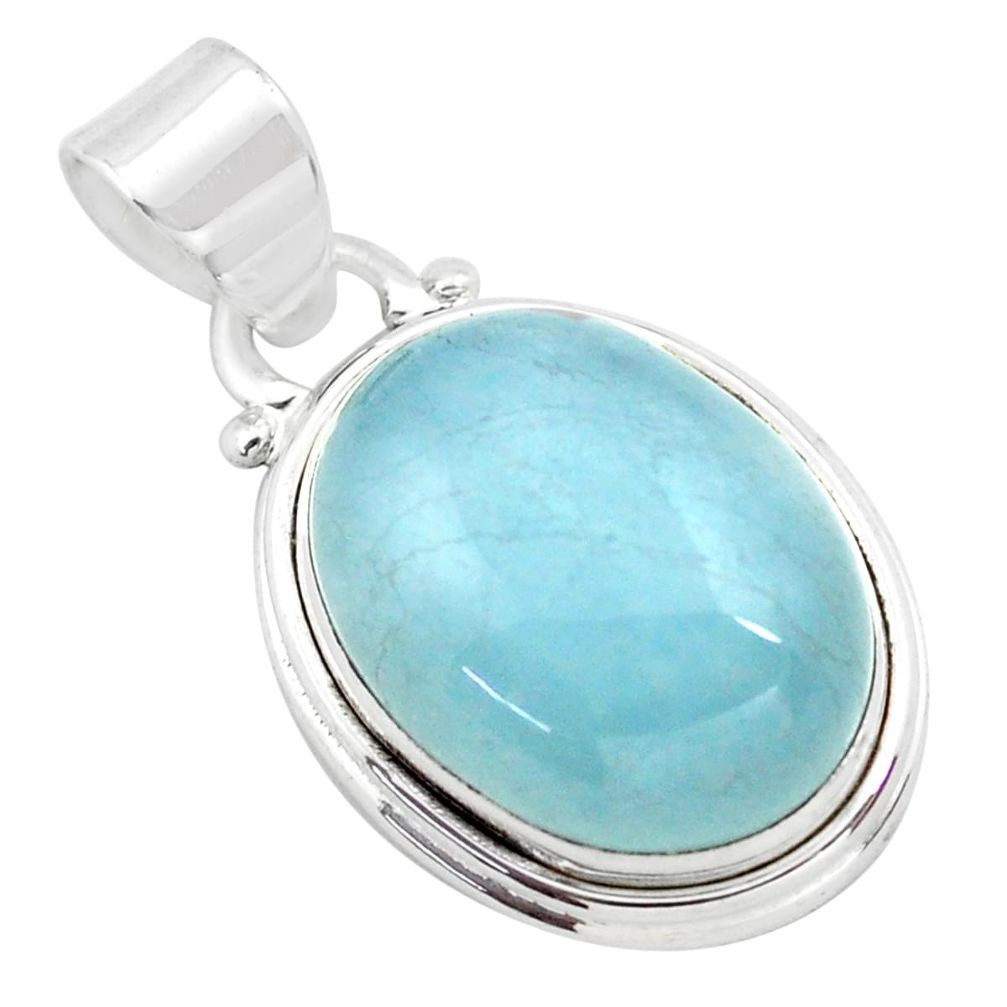 925 sterling silver 14.12cts natural blue aquamarine pendant jewelry p72819