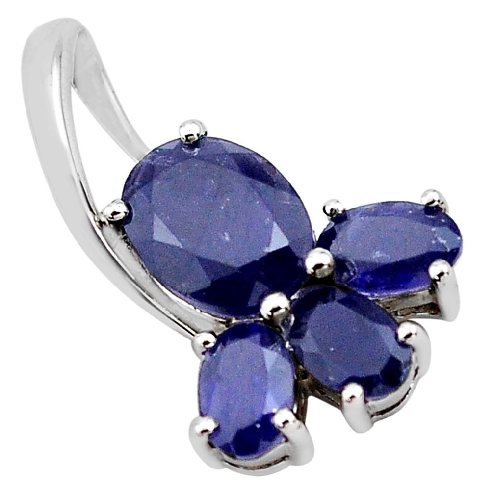 925 sterling silver 5.70cts natural blue iolite oval pendant jewelry p83840