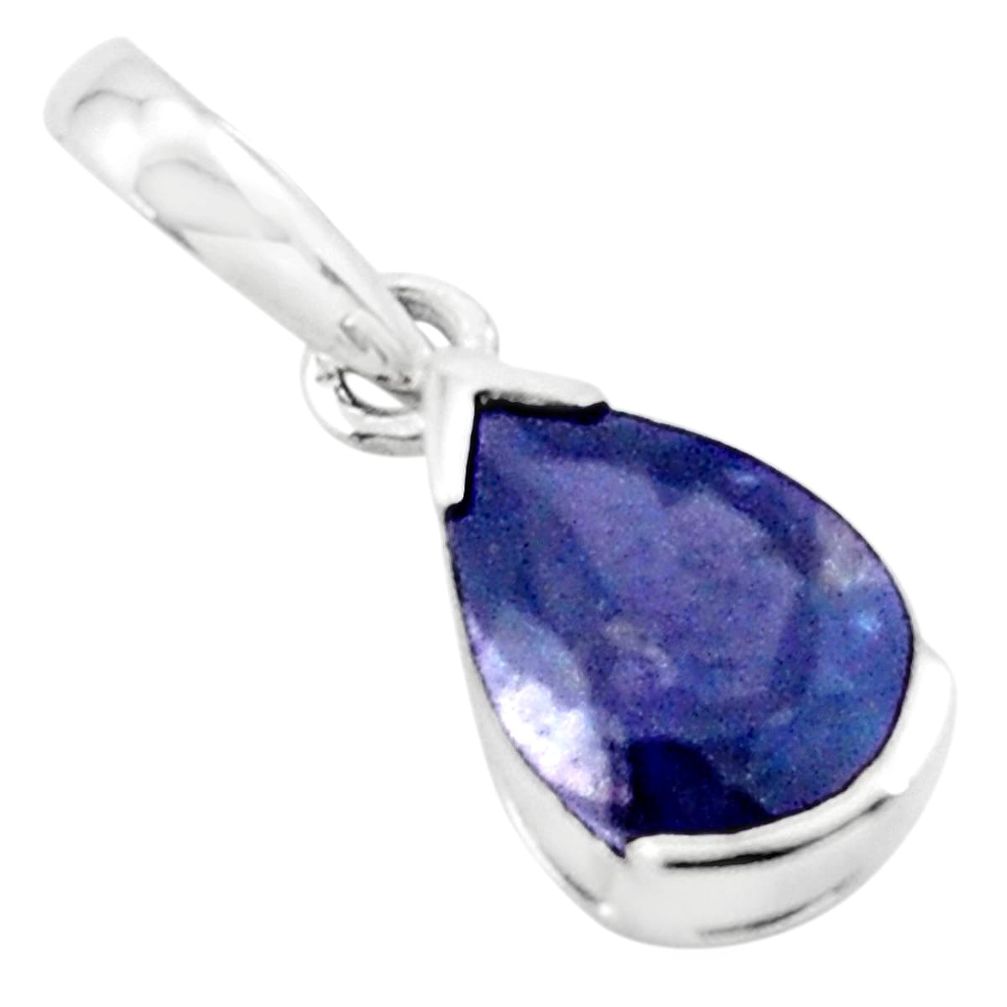 925 sterling silver 2.69cts natural blue iolite pear pendant jewelry p73678