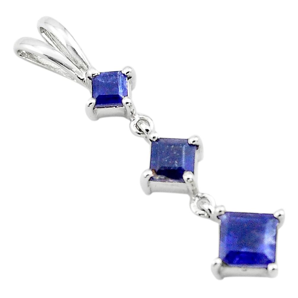 925 sterling silver 2.82cts natural blue iolite pendant jewelry p73768