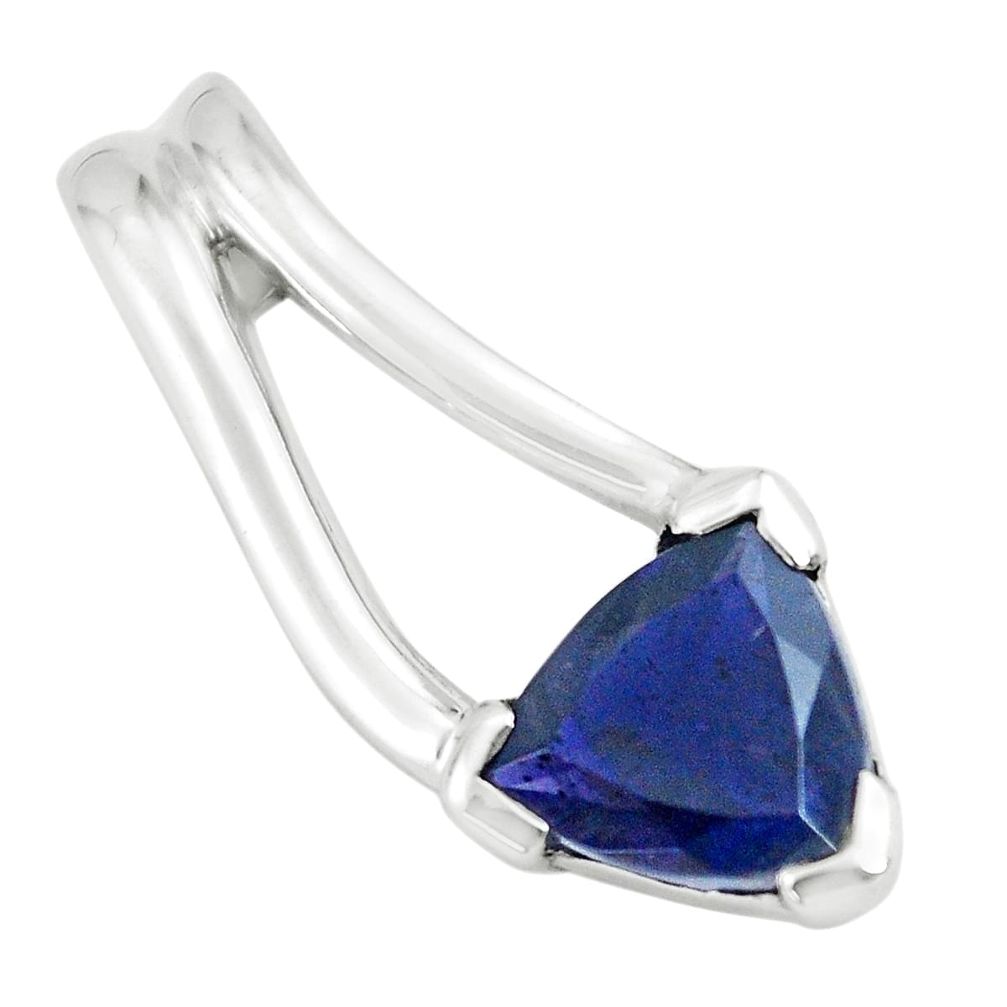 925 sterling silver 2.44cts natural blue iolite trillion pendant jewelry p62498