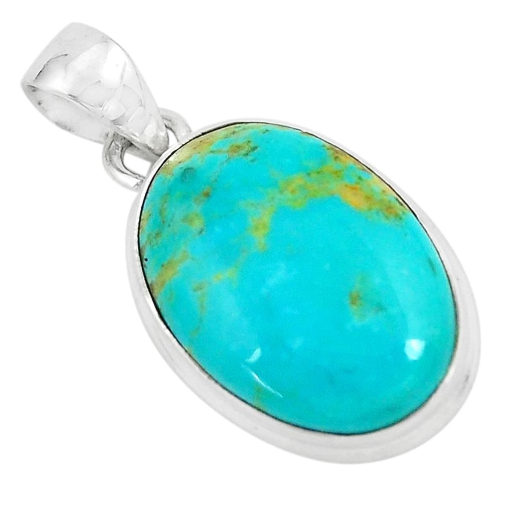 925 sterling silver 13.70cts natural blue kingman turquoise oval pendant p65324