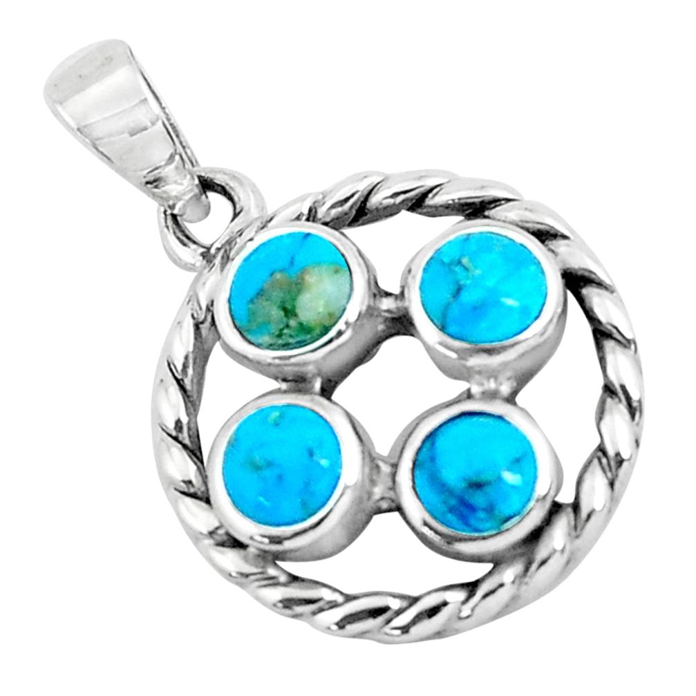 925 sterling silver 2.60cts natural blue kingman turquoise pendant jewelry c1684