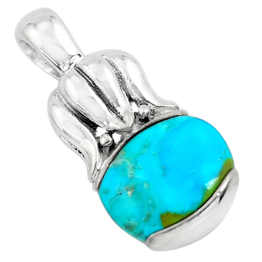 925 sterling silver 5.79cts natural blue kingman turquoise pendant jewelry c1724