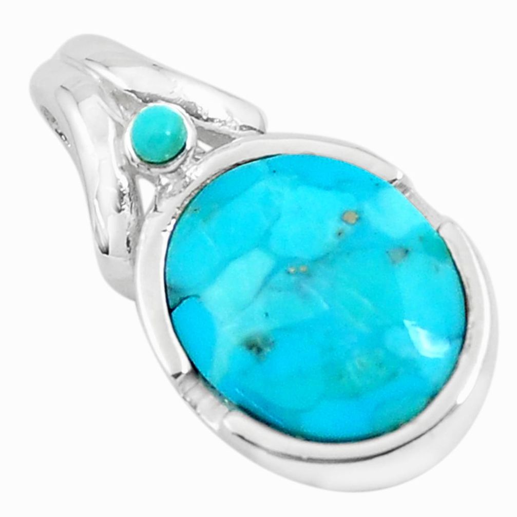 925 sterling silver 5.79cts natural blue kingman turquoise pendant jewelry c1757