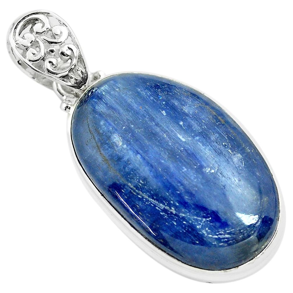 925 sterling silver 35.53cts natural blue kyanite fancy pendant jewelry p71924