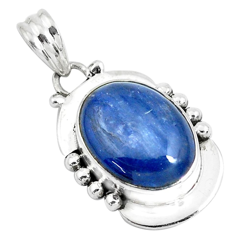 925 sterling silver 9.86cts natural blue kyanite oval pendant jewelry d31249