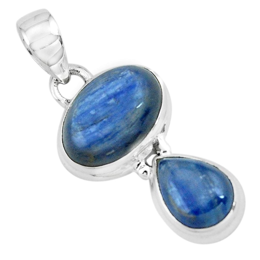 925 sterling silver 8.50cts natural blue kyanite oval pendant jewelry p67357