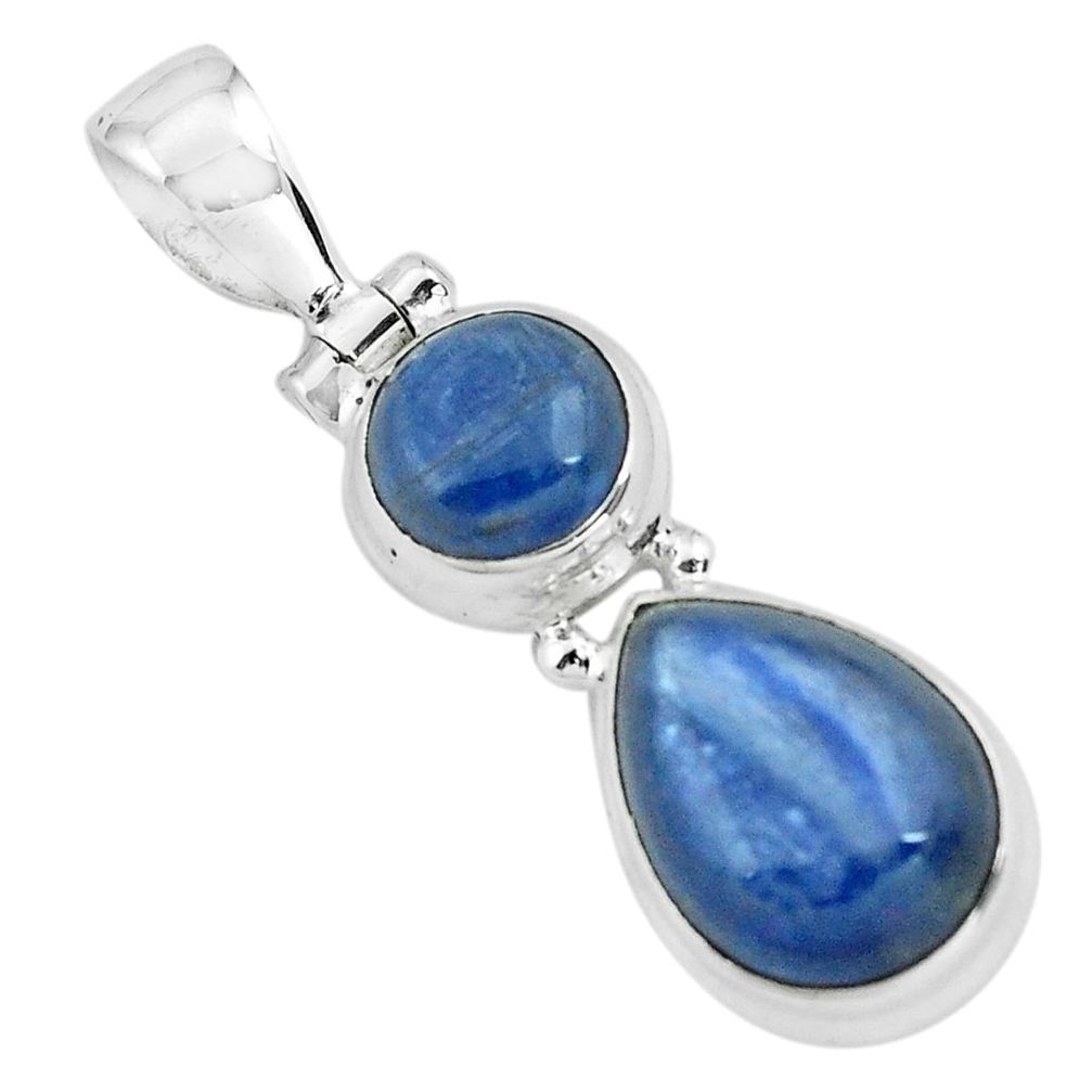 925 sterling silver 8.23cts natural blue kyanite pear shape pendant p67351