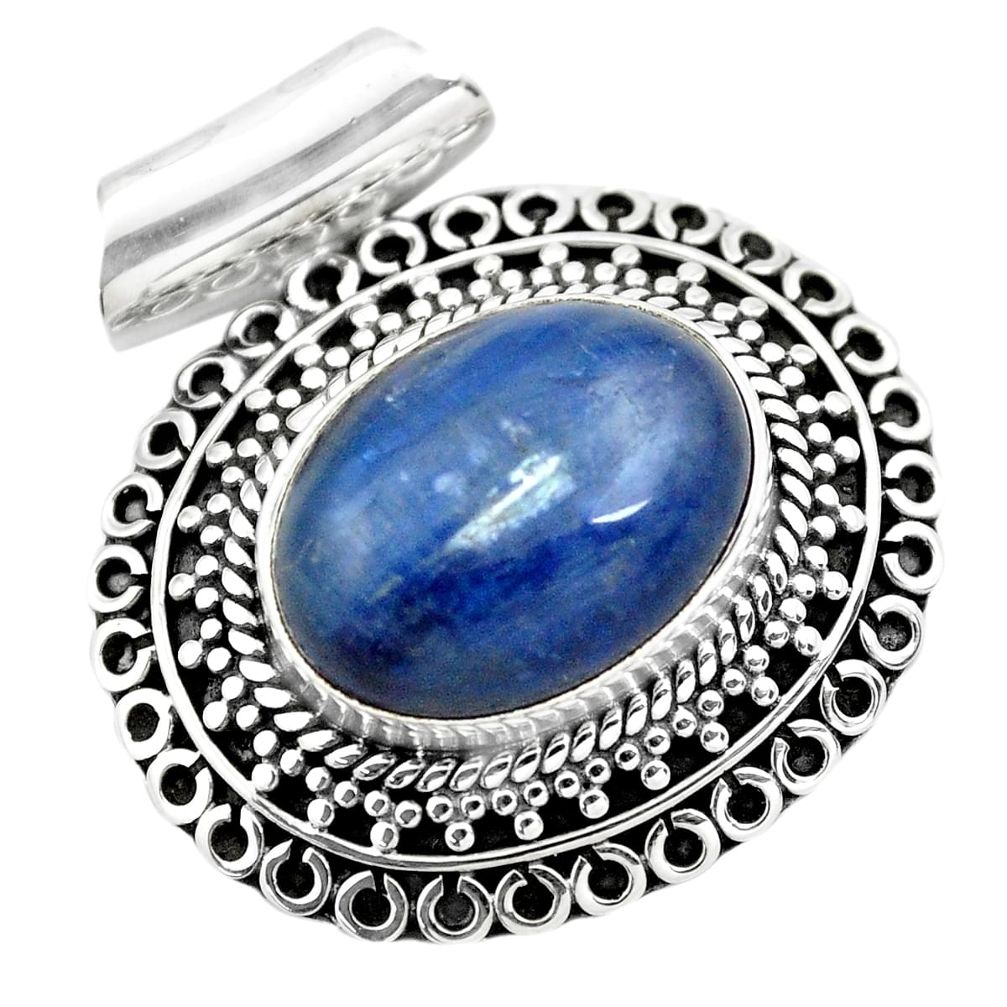 925 sterling silver 11.02cts natural blue kyanite pendant jewelry p86703