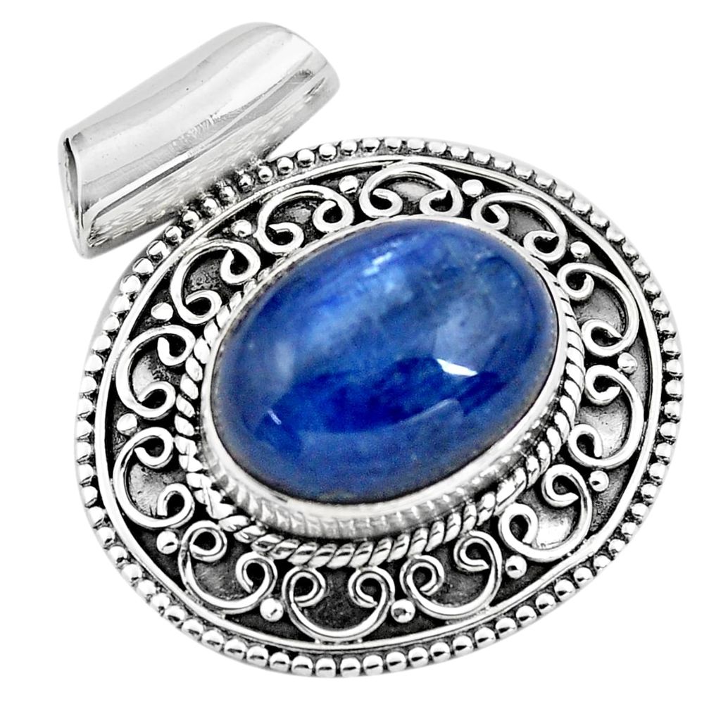 925 sterling silver 11.30cts natural blue kyanite pendant jewelry p86712