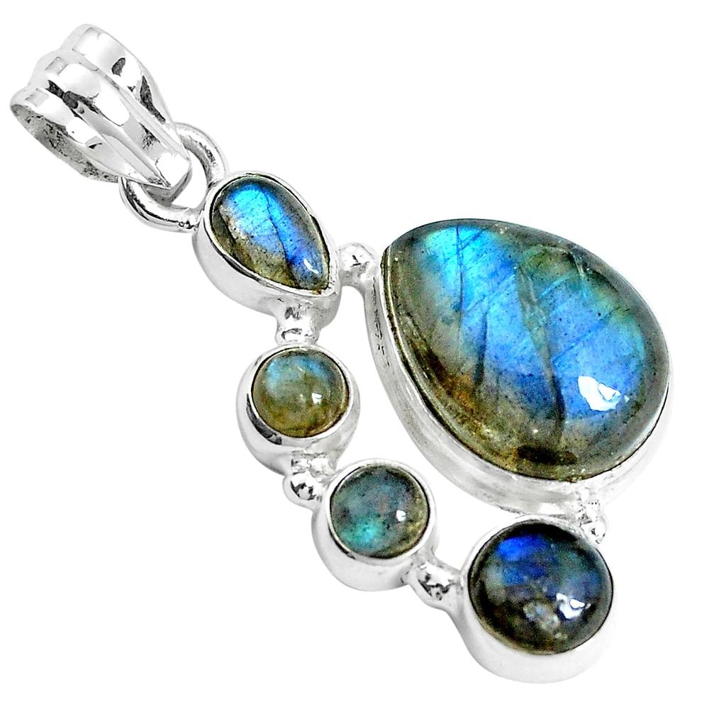 925 sterling silver 14.72cts natural blue labradorite pendant jewelry p33972