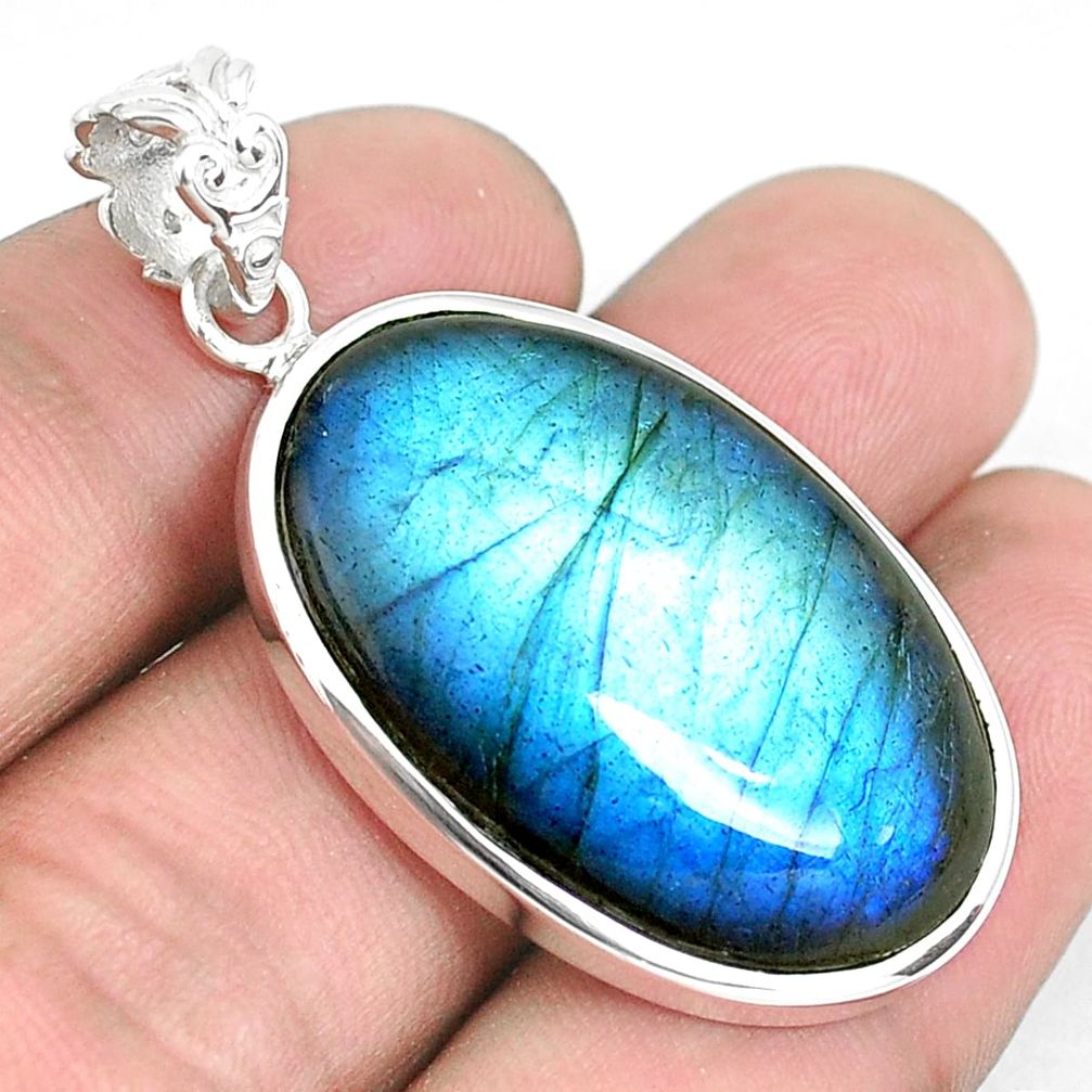 925 sterling silver 28.25cts natural blue labradorite pendant jewelry p39796