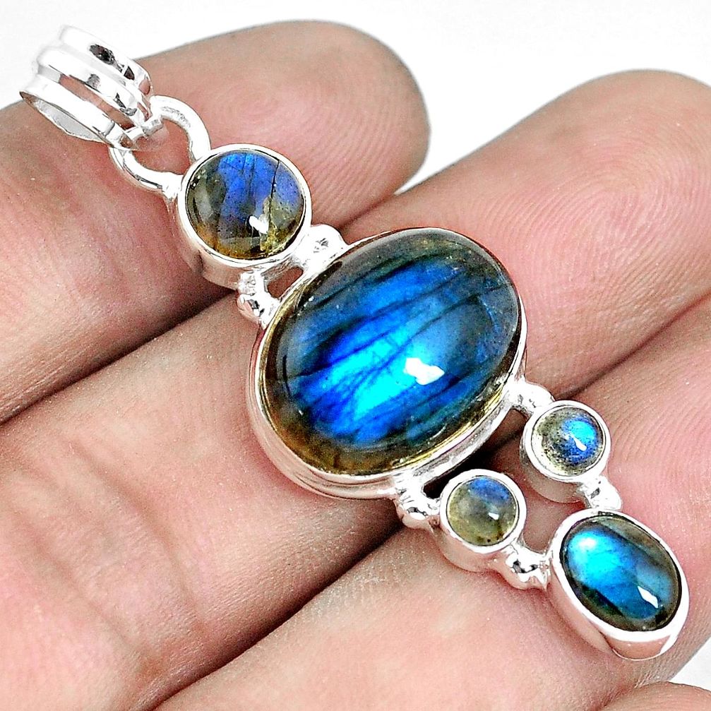 925 sterling silver 15.31cts natural blue labradorite pendant jewelry p53130