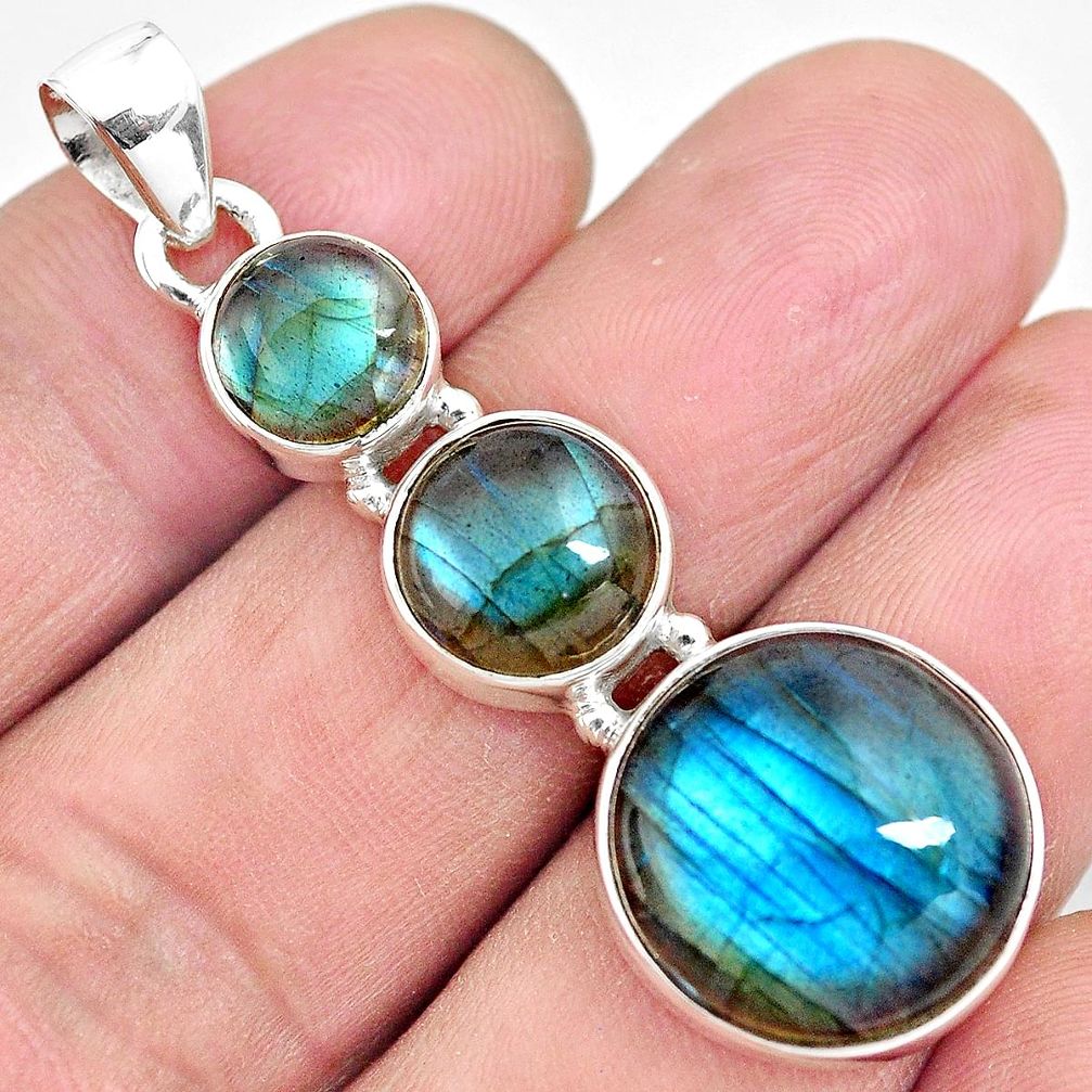 925 sterling silver 17.57cts natural blue labradorite pendant jewelry p87688