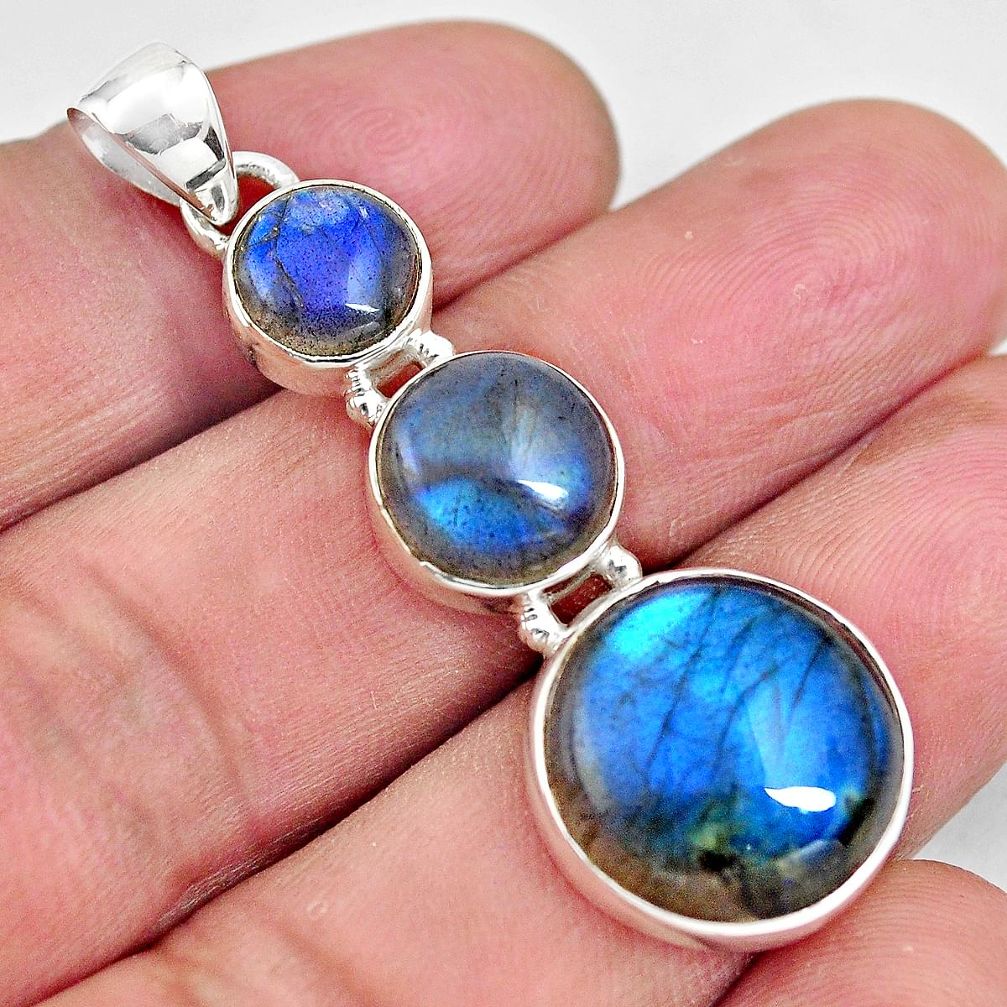 925 sterling silver 17.22cts natural blue labradorite pendant jewelry p87699