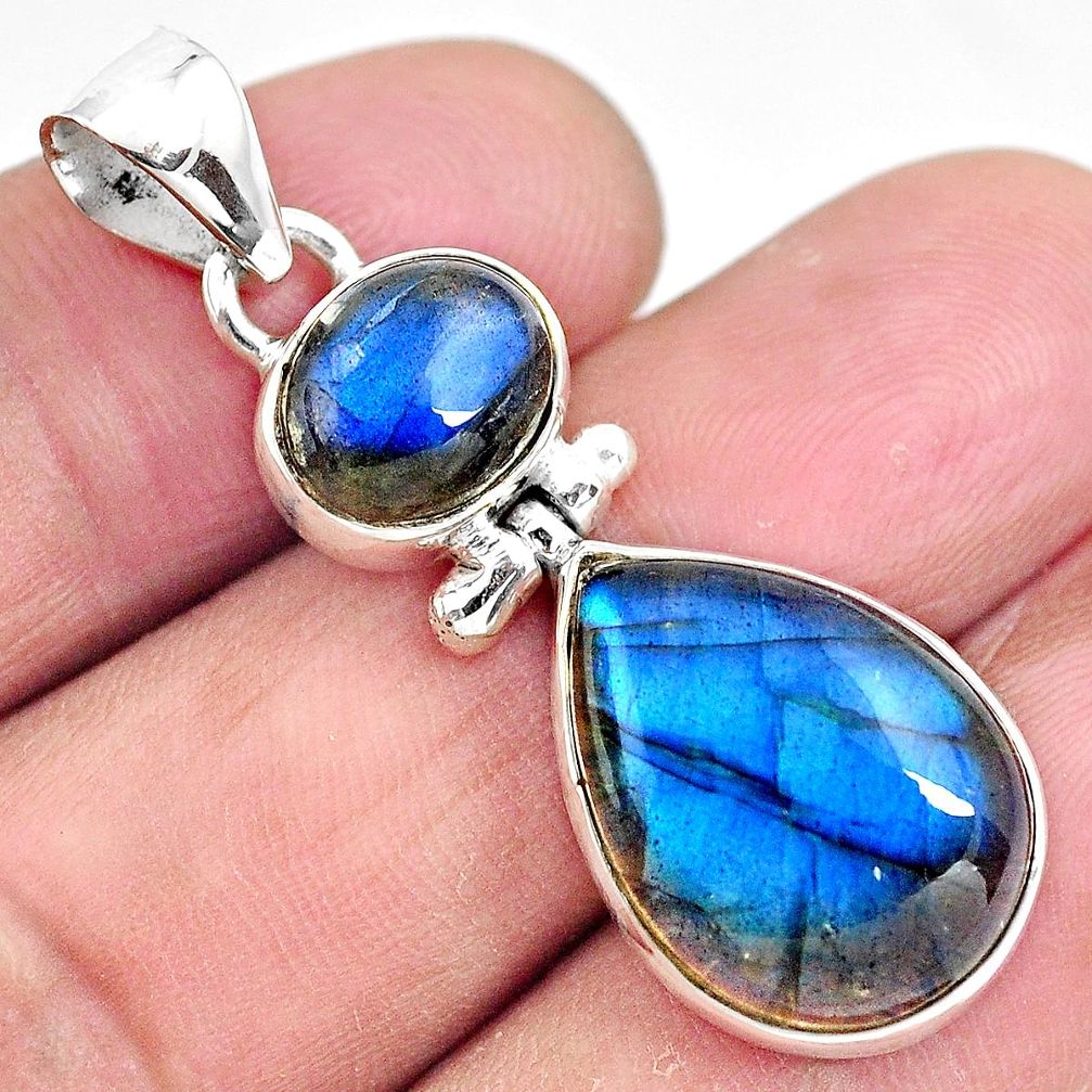 925 sterling silver 16.20cts natural blue labradorite pendant jewelry p87704