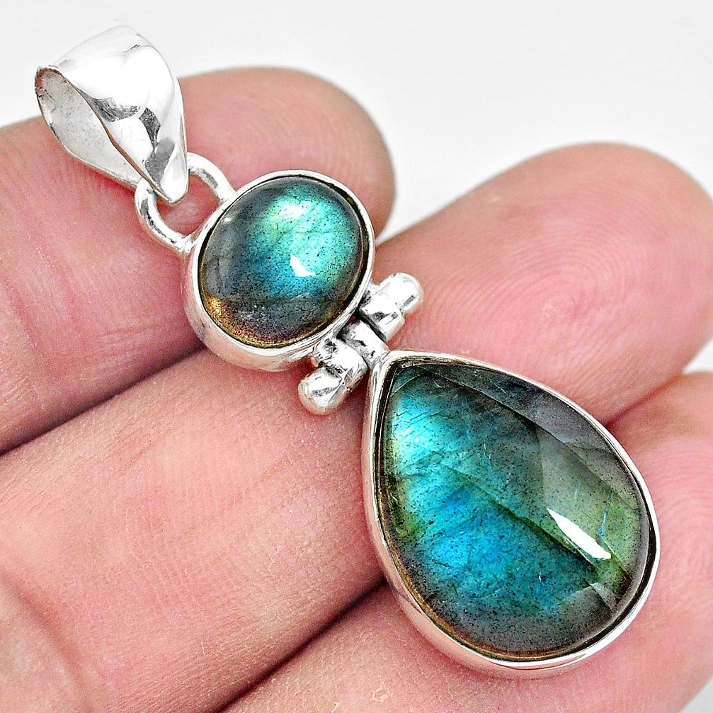 925 sterling silver 15.67cts natural blue labradorite pendant jewelry p87711