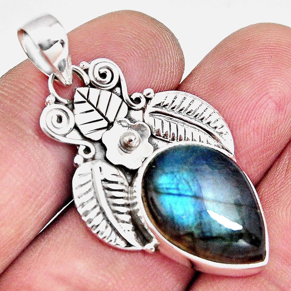 925 sterling silver 13.27cts natural blue labradorite pendant jewelry p90278