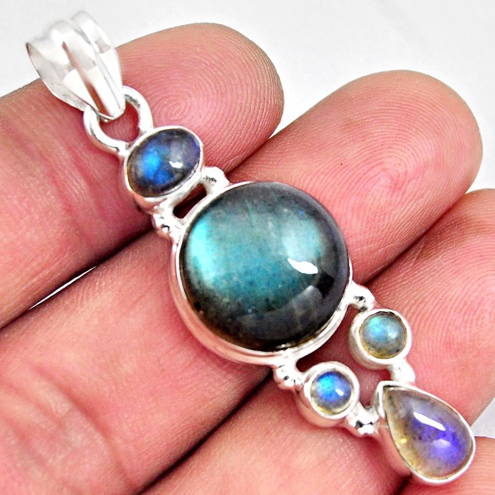 925 sterling silver 15.76cts natural blue labradorite pendant jewelry p90378