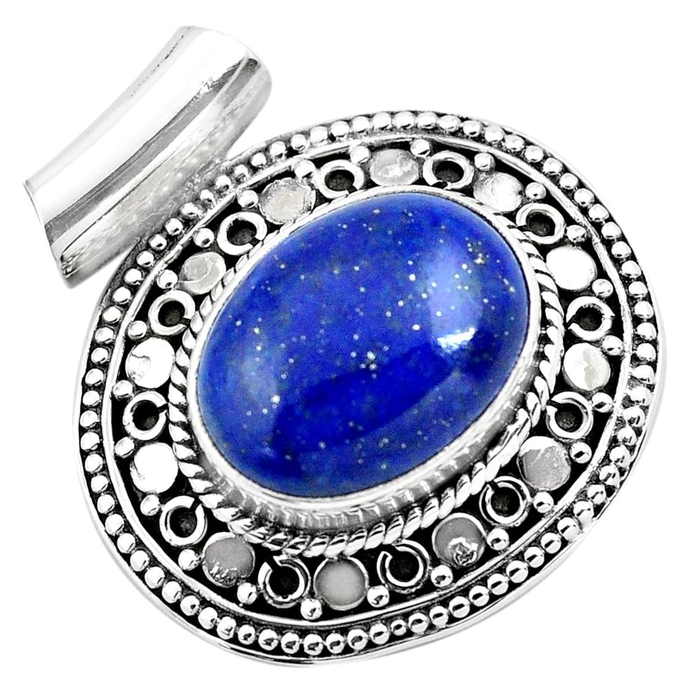 925 sterling silver 9.47cts natural blue lapis lazuli pendant jewelry p86655